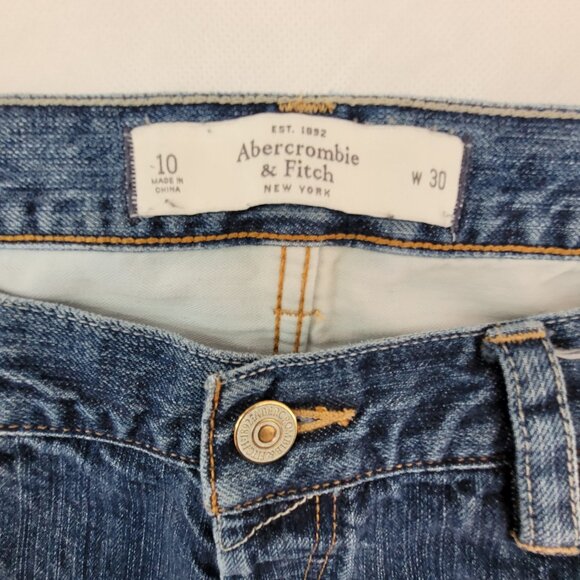 Abercrombie & Fitch Jeans Women's 10/30 Blue Mid Rise Button Fly Straight Distr - Picture 3 of 12